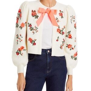Alice and olivia kitty cardigan floral print xl